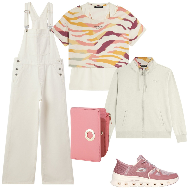 Outfit donna - Vintage... un tuffo nel passato. Stile Casual per Tutti i giorni. Abbinamento con salopette, portafogli, t-shirt, felpe, sneakers.