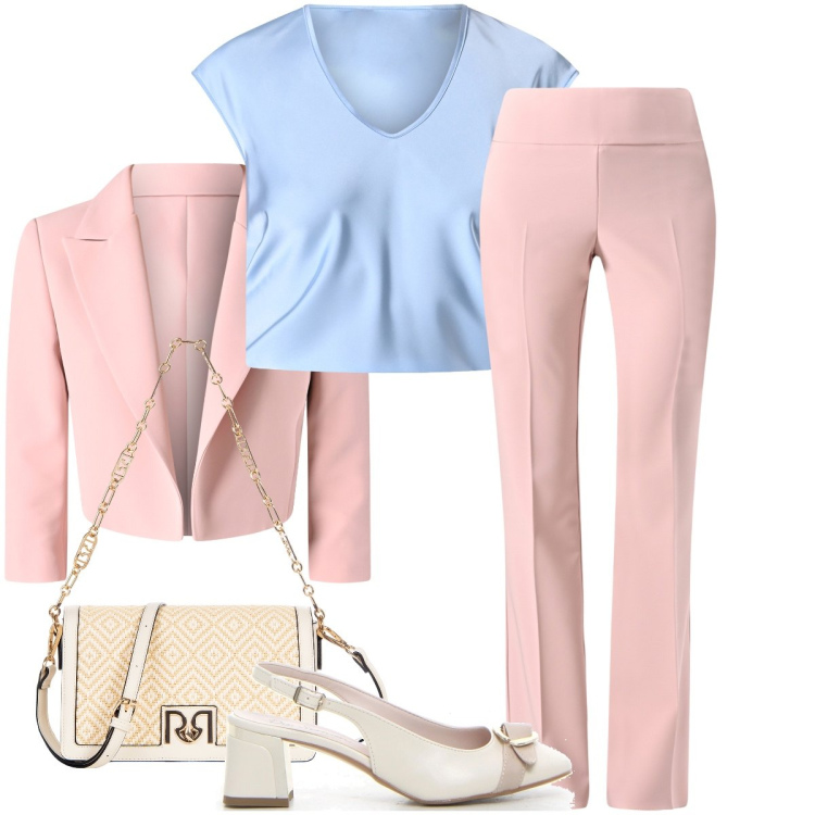 Outfit donna - Scollatura a V morbida. Stile Bon Ton per Cerimonia. Abbinamento con pantaloni, borse a tracolla, blazer, bluse, décolleté.