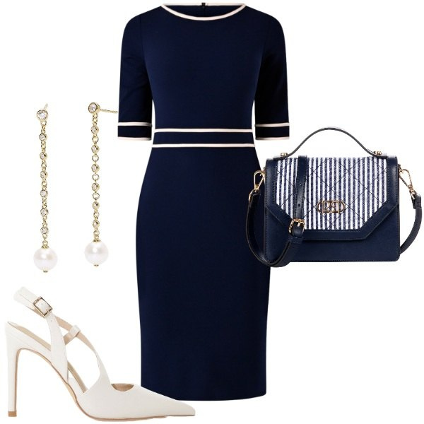 Outfit donna - Vintage a giugno. Stile Bon Ton per Ufficio. Abbinamento con vestiti a tubino, borse a mano, orecchini, décolleté.