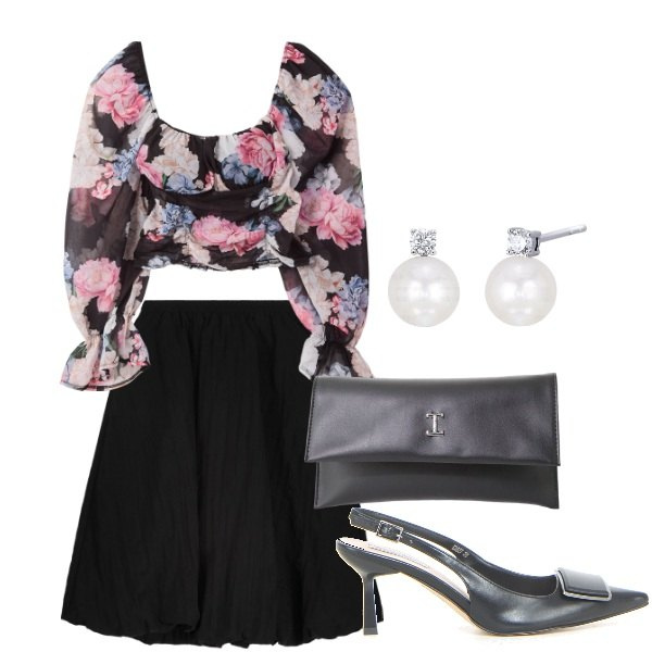 Outfit donna - Vintage a giugno. Stile Vintage retrò per Cerimonia. Abbinamento con bluse, orecchini, pochette, décolleté, gonne longuette.