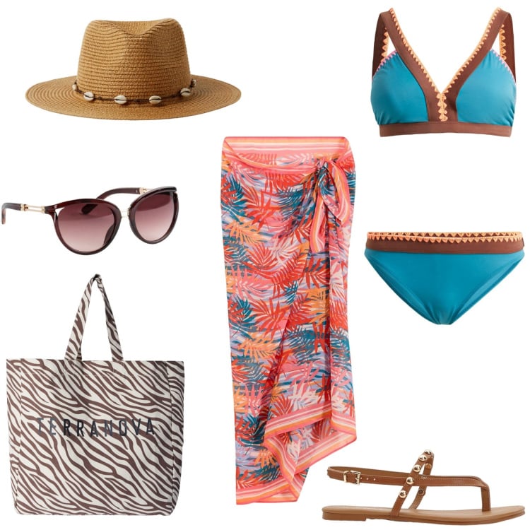 Outfit donna - Diva country. Stile Urban per Mare. Abbinamento con bikini, occhiali da sole, vestiti da spiaggia, ciabatte, borse tote, cappelli.