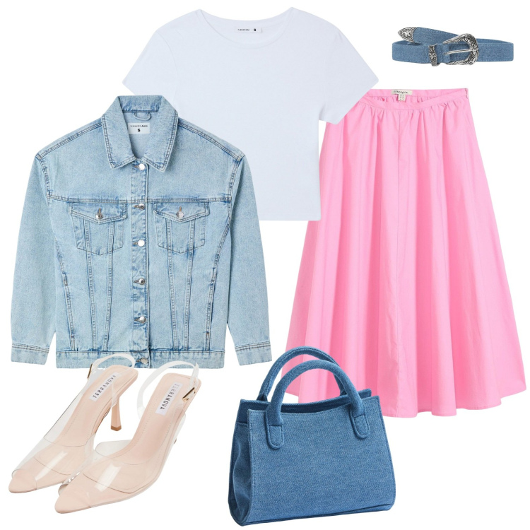 Outfit donna - Scarpe trasparenti. Stile Casual chic per Tutti i giorni. Abbinamento con gonne longuette, cinture, sandali col tacco, t-shirt, borse a tracolla, cappotti.