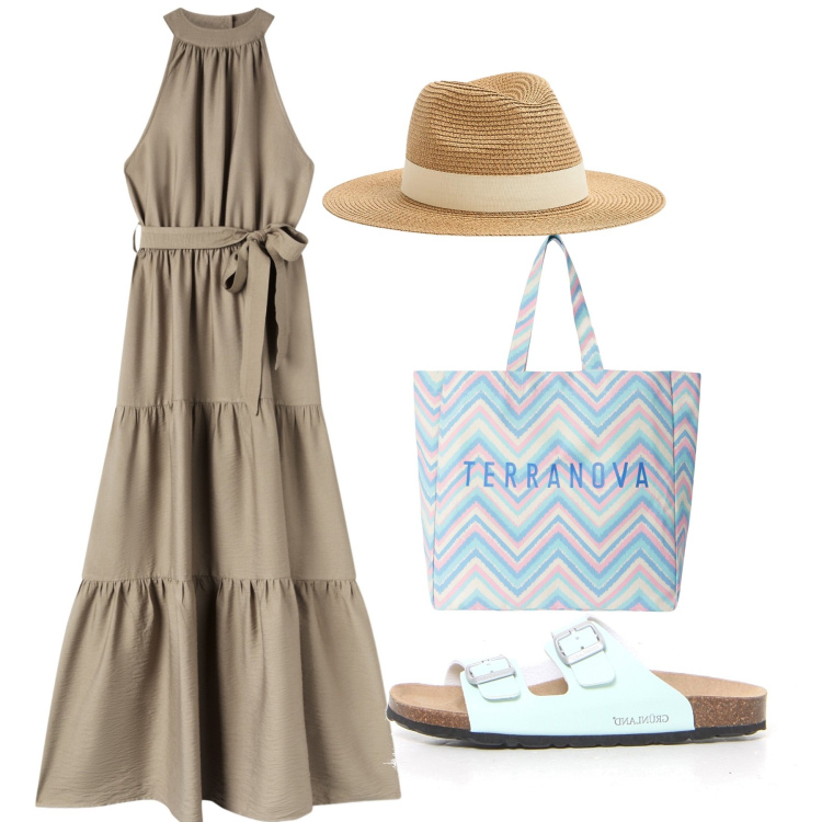 Outfit donna - Sensuale e raffinata - Focus Donna Curvy. Stile Romantica per Tutti i giorni. Abbinamento con cappelli, vestiti lunghi, borse tote, ciabatte.