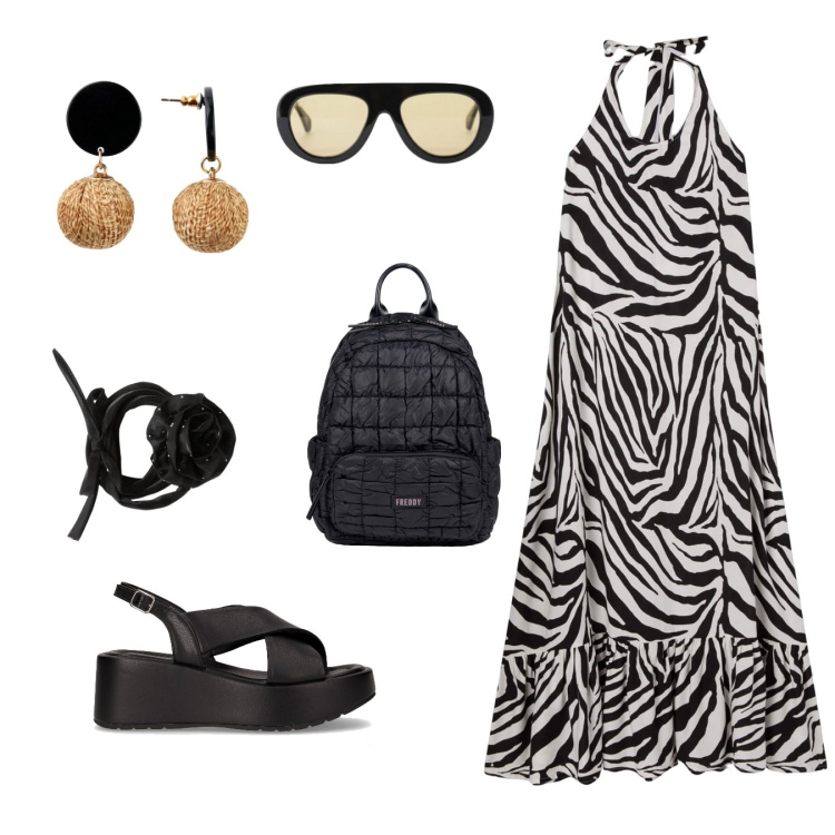Outfit donna - Total look #2187874. Stile Basic per Ufficio. Abbinamento con orecchini, vestiti lunghi, collane, occhiali da sole, zaini, sandali.