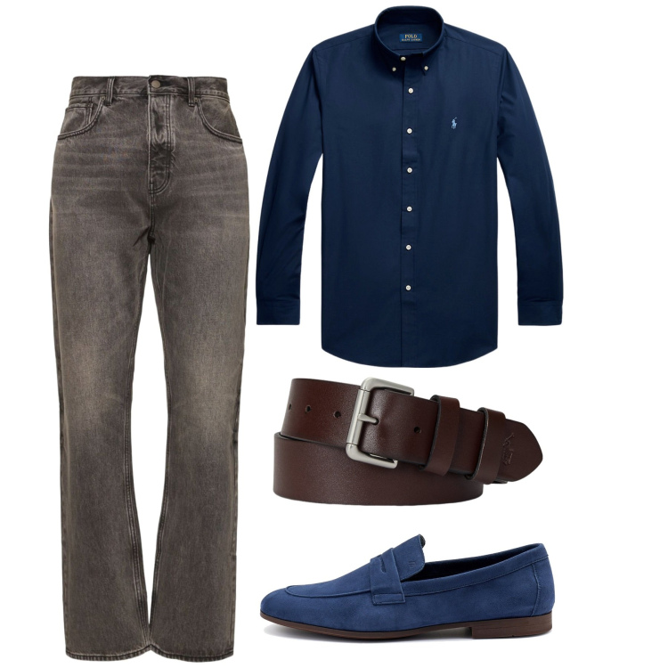 Outfit uomo - Giugno. Stile Casual per Tutti i giorni. Abbinamento con cinture, camicie, jeans, scarpe stringate.