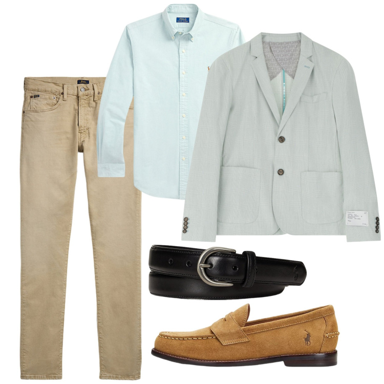 Outfit uomo - Giugno. Stile Casual per Tutti i giorni. Abbinamento con giacche, camicie, cinture, jeans, scarpe stringate.