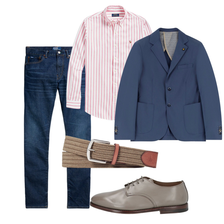 Outfit uomo - Giugno. Stile Casual per Tutti i giorni. Abbinamento con scarpe stringate, giacche, cinture, jeans, camicie.