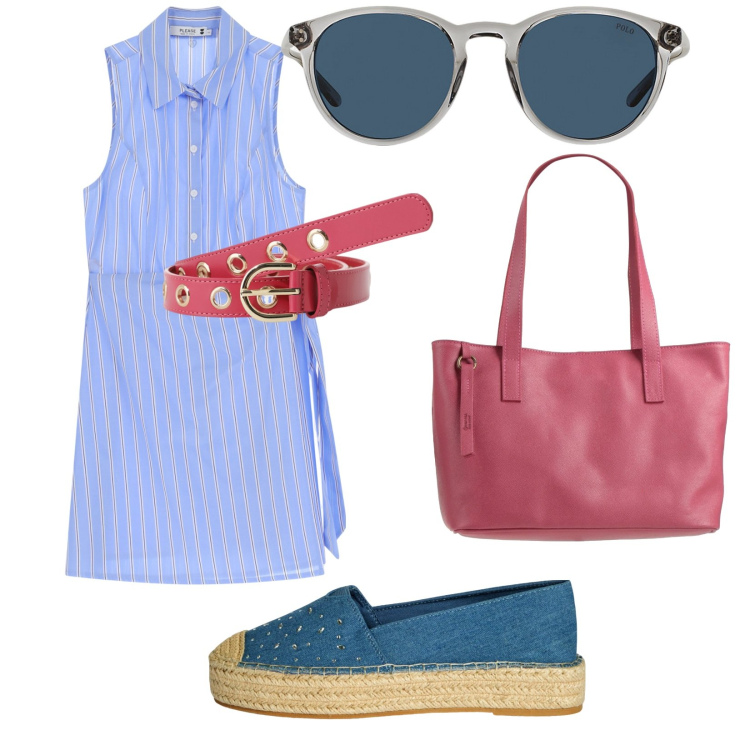 Outfit donna - Capri. per Mare. Abbinamento con borse a mano, espadrillas, vestiti chemisier, cinture, occhiali da sole.