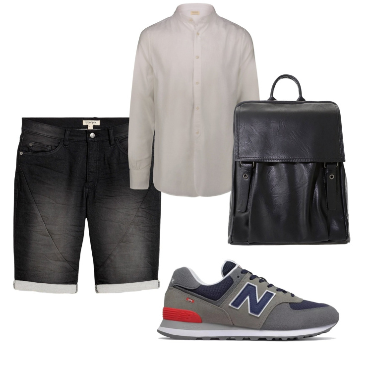 Outfit uomo - In ufficio. per Ufficio. Abbinamento con bermuda, sneakers, borse sportive, camicie.