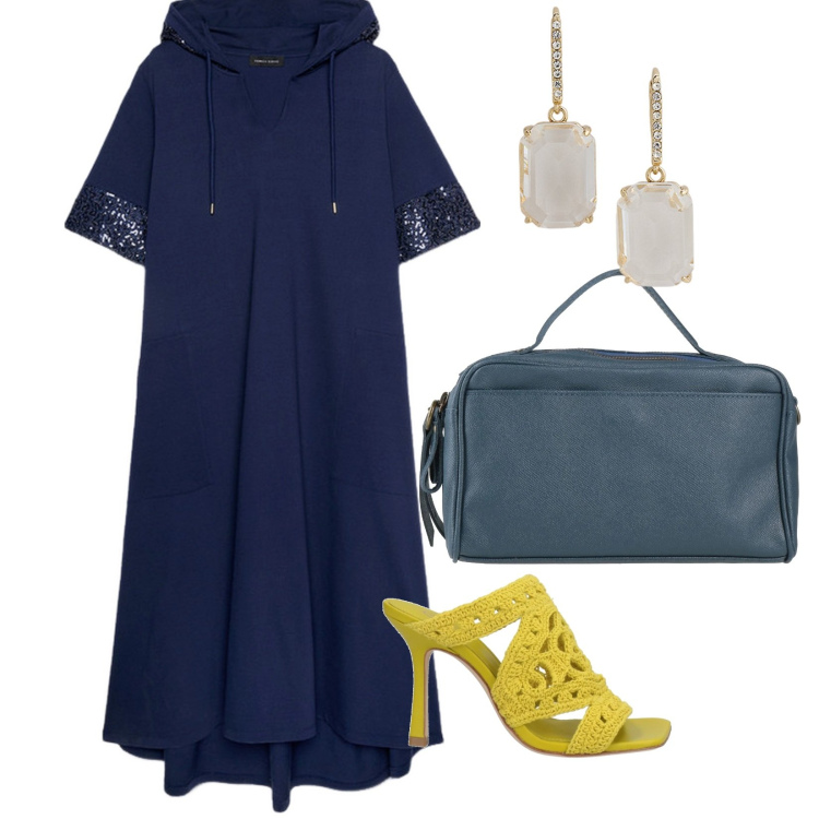 Outfit donna - Le uscite estive. per Serata fuori. Abbinamento con sandali in pelle, borse a mano, orecchini, vestiti midi/longuette.