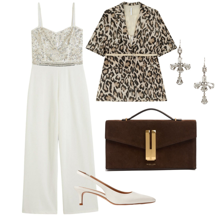 Outfit donna - Cerimonia al mare. per Cerimonia. Abbinamento con tute, blazer, décolleté, orecchini, pochette.