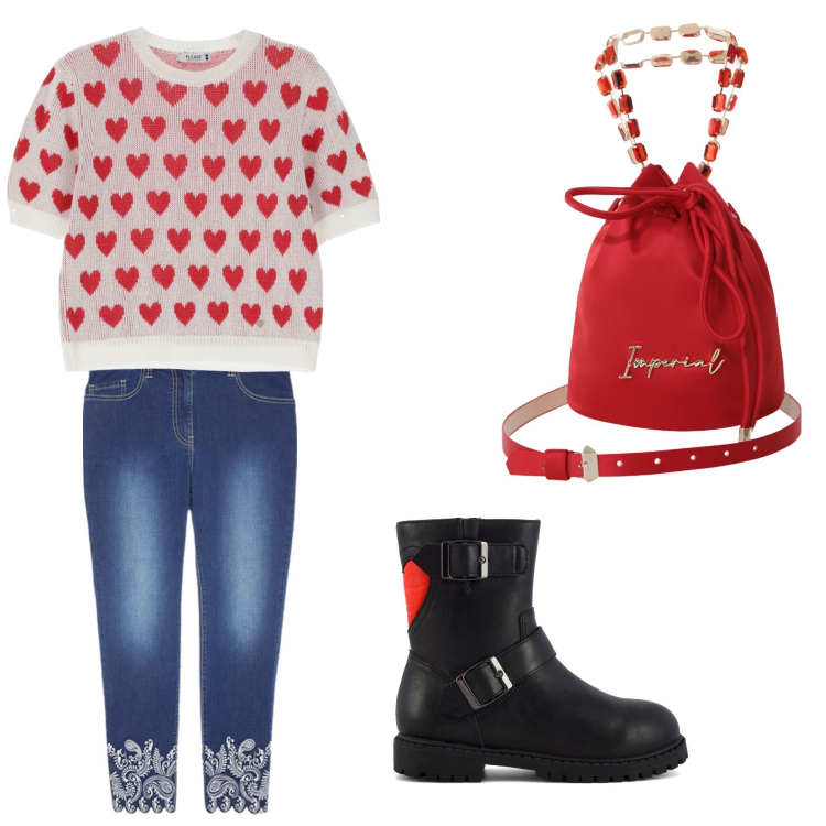 Outfit donna - Total look #2188778. Abbinamento con maglieria, borse a secchiello, stivaletti, jeans skinny.