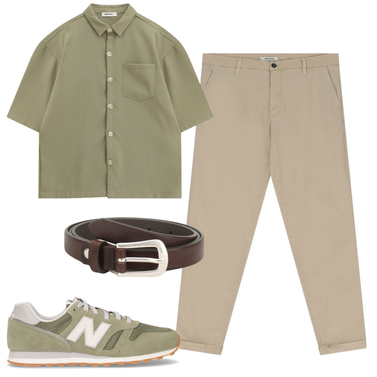 Outfit uomo - Total look #2188892. Stile Urban per Tutti i giorni. Abbinamento con cinture, pantaloni chino, camicie a manica corta, sneakers.
