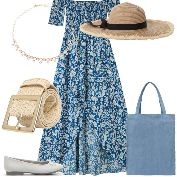 Outfit donna - Dettagli vintage. Stile Romantica per Tutti i giorni. Abbinamento con vestiti lunghi, borse tote, cinture, cappelli, collane, ballerine.