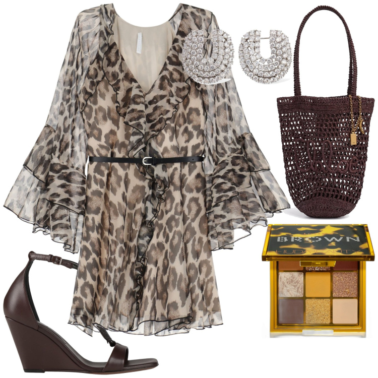 Outfit donna - La leggerezza e freschezza di un vestito. Stile Glamour per Tutti i giorni. Abbinamento con sandali in pelle, ombretti, vestiti corti, orecchini, borse a spalla.