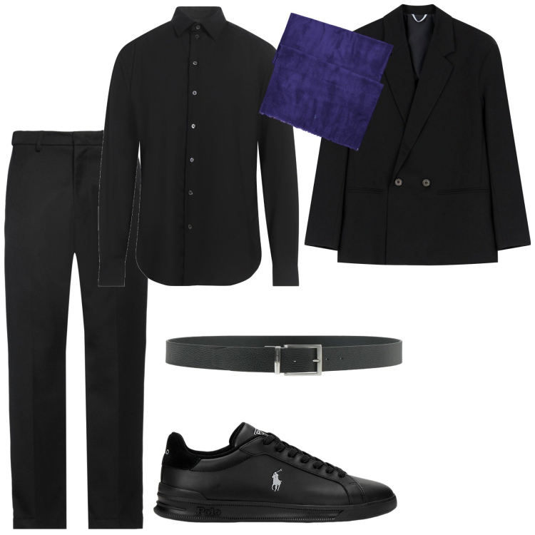 Outfit uomo - Cerimonia serale. per Cerimonia. Abbinamento con camicie, cinture, pantaloni, giacche, sneakers, sciarpe.