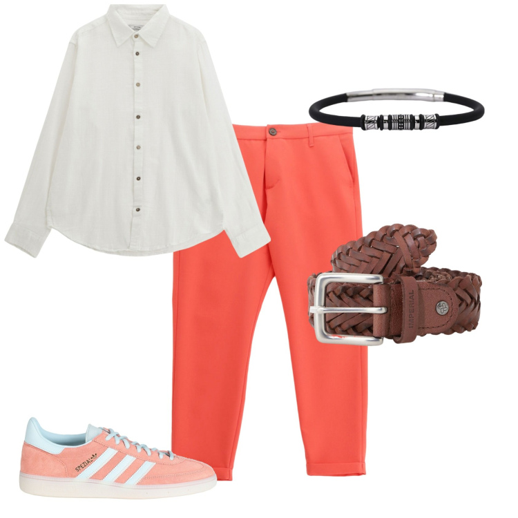 Outfit uomo - Total look #2189577. Stile Casual per Tutti i giorni. Abbinamento con sneakers, braccialetti, pantaloni, camicie, cinture.