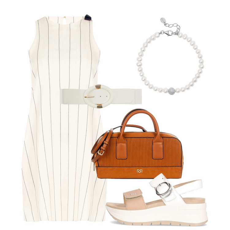 Outfit donna - Bianco curvy power - Focus Donna Curvy I. Stile Chic per Tutti i giorni. Abbinamento con cinture, braccialetti, vestiti, borse a mano, sandali.