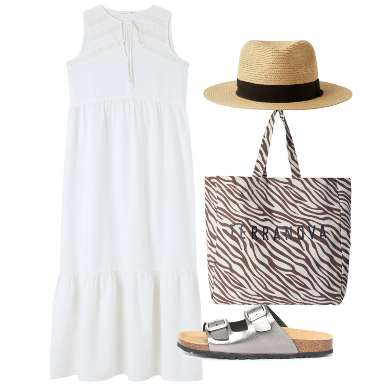 Outfit donna - Bianco curvy power - Focus Donna Curvy I. Stile Bon Ton per Tutti i giorni. Abbinamento con vestiti midi/longuette, borse tote, cappelli, ciabatte.