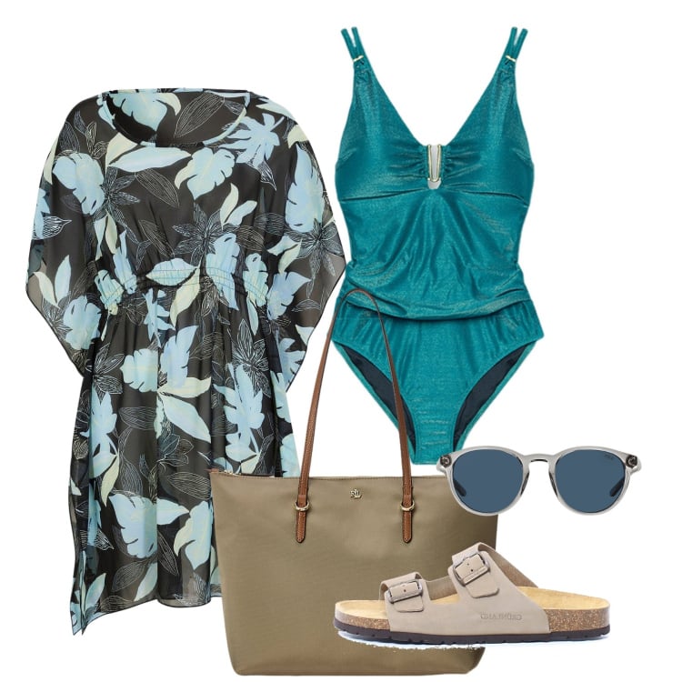 Outfit donna - Primo giorno di mare - @ambrosiajsi. Stile Chic per Mare. Abbinamento con vestiti da spiaggia, occhiali da sole, borse tote, costumi interi, ciabatte.