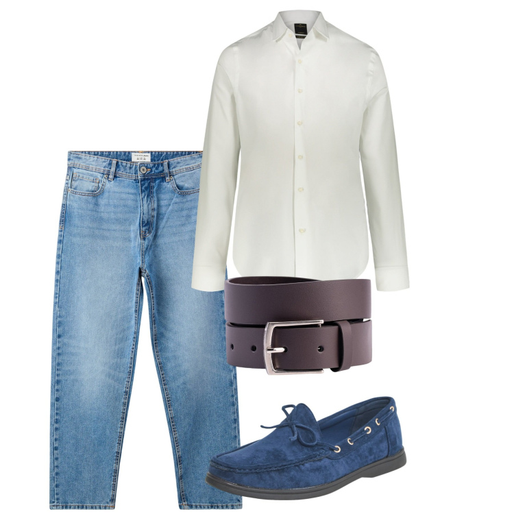 Outfit uomo - Giugno in camicia. Stile Casual per Tutti i giorni. Abbinamento con scarpe stringate, jeans, camicie, cinture.