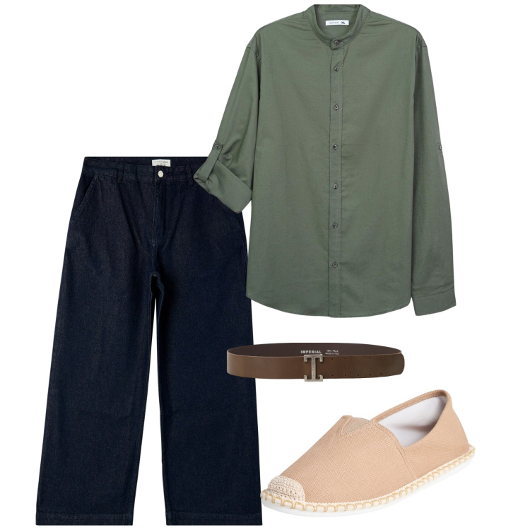 Outfit uomo - Giugno flare. Stile Trendy per Serata speciale. Abbinamento con camicie, jeans, espadrillas, cinture.