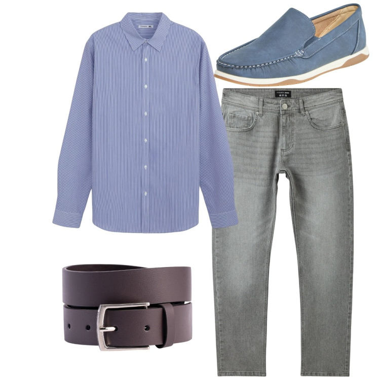 Outfit uomo - Casual. Stile Casual per Tutti i giorni. Abbinamento con scarpe stringate, camicie, jeans, cinture.