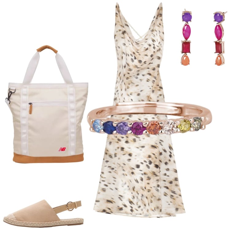 Outfit donna - Total look #2190309. Abbinamento con espadrillas, anelli, orecchini, shopping bag, vestiti.