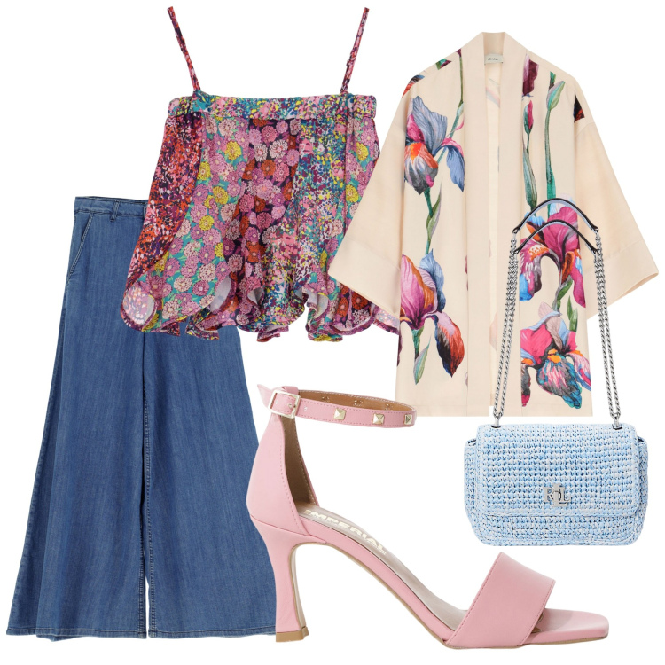 Outfit donna - Total look #2190410. Stile Casual chic per Serata fuori. Abbinamento con sandali col tacco, cappotti, jeans, canottiere, borse a spalla.