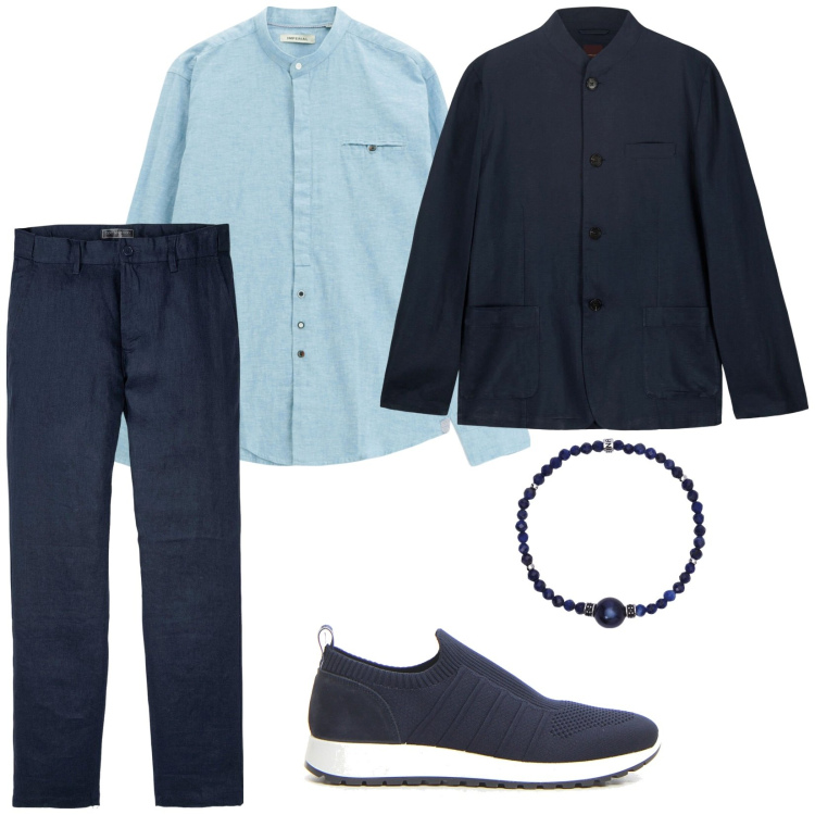 Outfit uomo - Cerimonia informale. per Cerimonia. Abbinamento con pantaloni, braccialetti, camicie, giacche, sneakers.