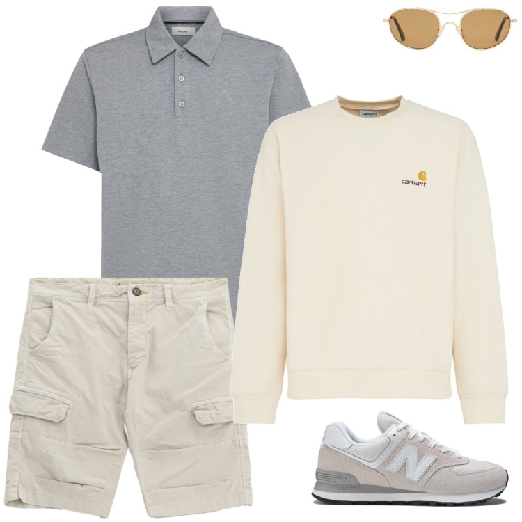 Outfit uomo - Total look #2190555. Stile Casual per Tutti i giorni. Abbinamento con sneakers, bermuda, occhiali da sole, polo, felpe.