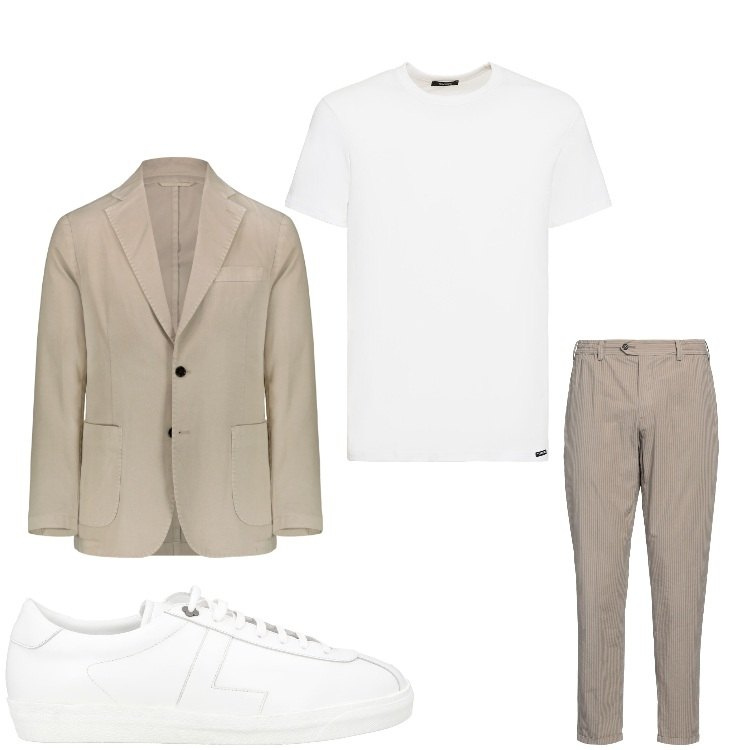 Outfit uomo - Evviva gli sposi. Stile Business/Elegante per Cerimonia. Abbinamento con pantaloni chino, sneakers, giacche, t-shirt.
