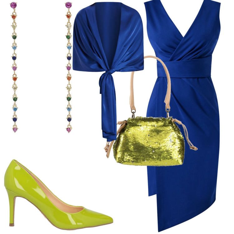 Outfit donna - Total look #2190863. Stile Glamour per Cerimonia. Abbinamento con borse a mano, décolleté, vestiti a tubino, stole, orecchini.