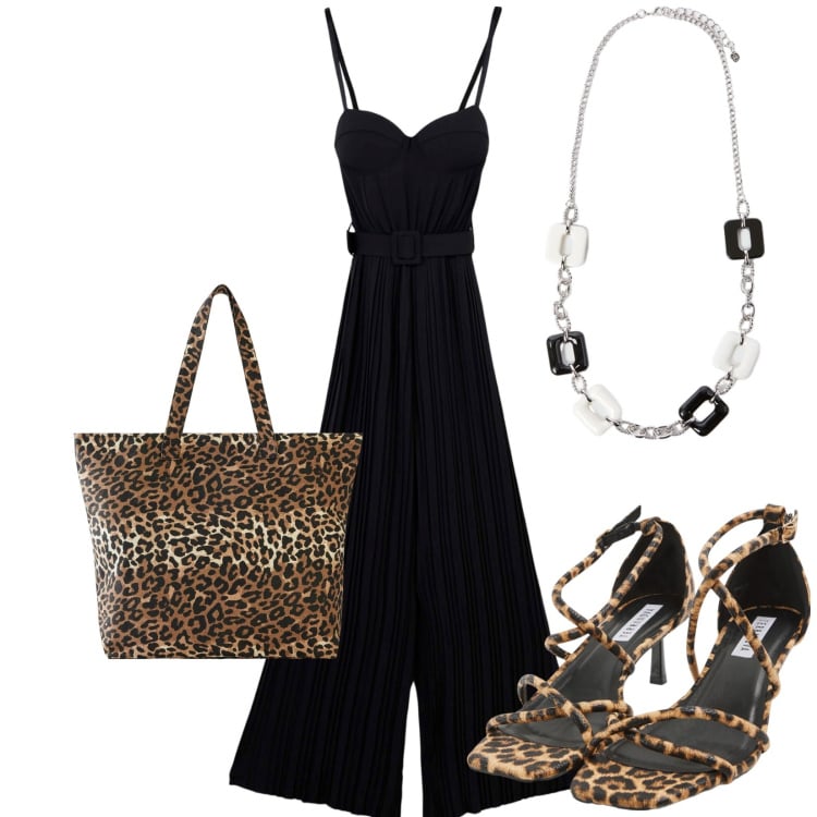 Outfit donna - Total look #2190966. Stile Sexy per Serata fuori. Abbinamento con shopping bag, sandali col tacco, tute, collane.