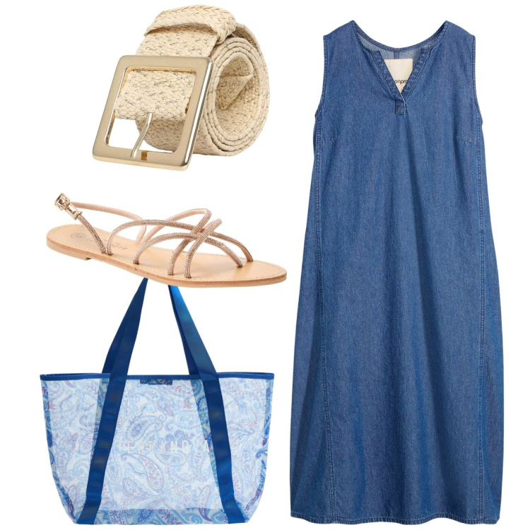 Outfit donna - Semplicemente. Stile Bon Ton per Tutti i giorni. Abbinamento con vestiti, sandali, cinture, shopping bag.