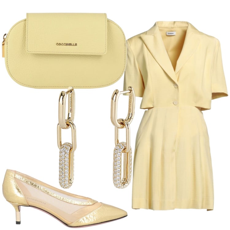 Outfit donna - Total look #2191228. Stile Romantica per Cerimonia. Abbinamento con décolleté, vestiti corti, borse a mano, orecchini.