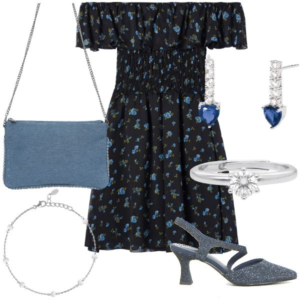 Outfit donna - Sensuale e raffinata Donna Curvy. Stile Casual chic per Serata fuori. Abbinamento con borse a tracolla, vestiti corti, anelli, orecchini, braccialetti, décolleté.