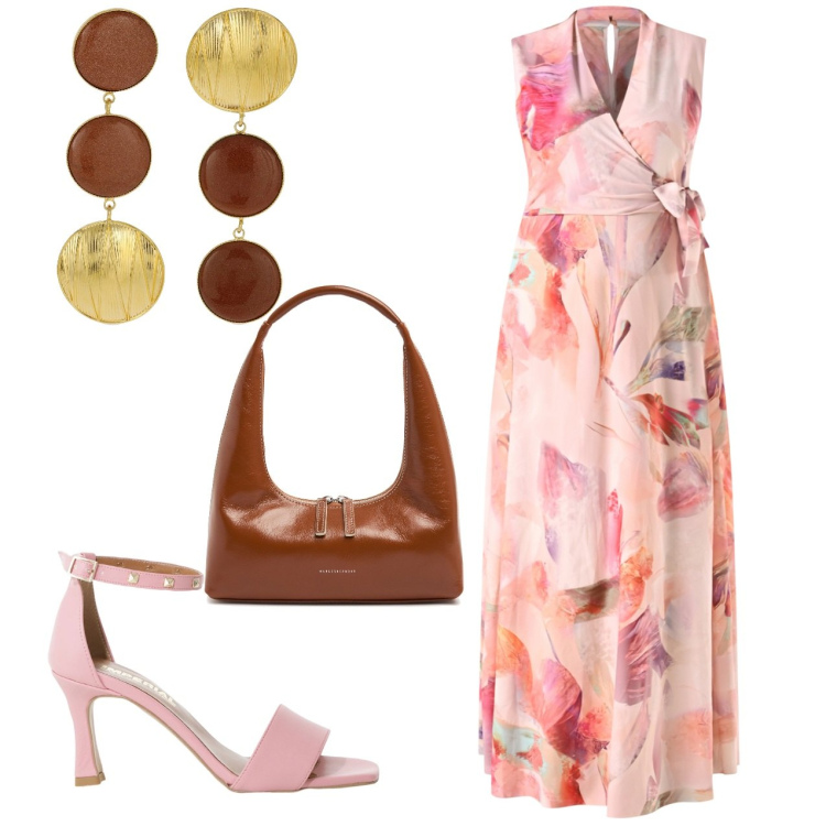 Outfit donna - Cerimonia chic. Stile Chic per Cerimonia. Abbinamento con vestiti lunghi, sandali col tacco, orecchini, borse a spalla.
