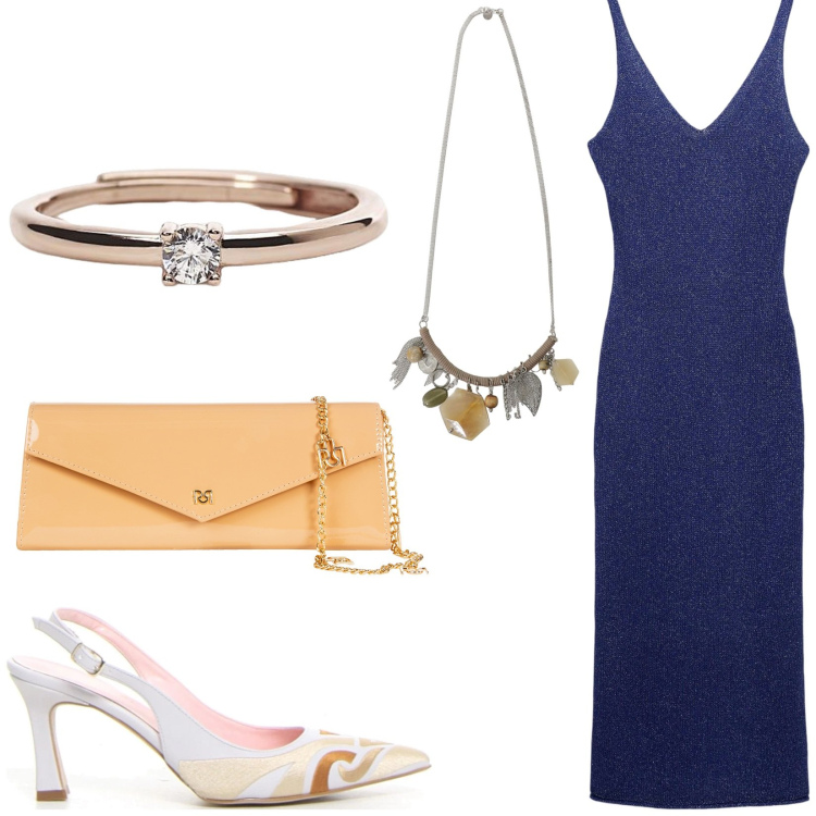 Outfit donna - Total look #2191605. Stile Casual chic per Serata fuori. Abbinamento con vestiti lunghi, anelli, pochette, collane, décolleté.