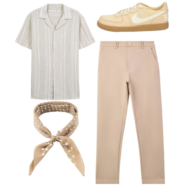 Outfit uomo - Stripes. Stile Casual per Tutti i giorni. Abbinamento con sneakers, pantaloni chino, camicie a manica corta, sciarpe e foulard.