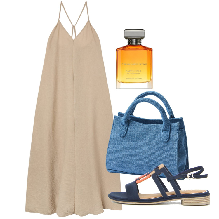 Outfit donna - Giugno. Stile Bon Ton per Tutti i giorni. Abbinamento con profumi, vestiti lunghi, borse a tracolla, sandali.