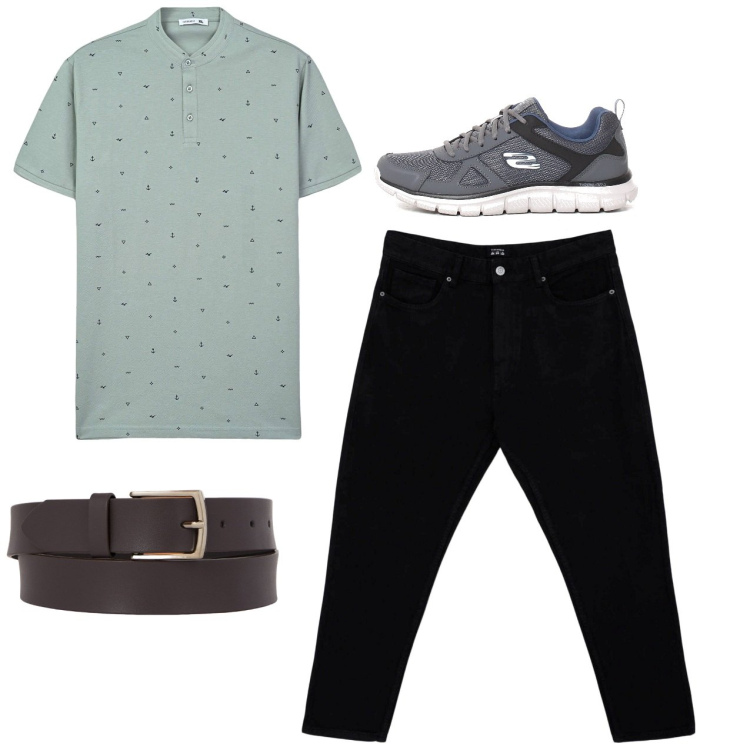 Outfit uomo - City. Stile Casual per Tutti i giorni. Abbinamento con pantaloni, t-shirt, sneakers, cinture.