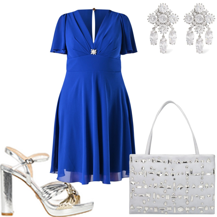 Outfit donna - Cerimonia di mattina. Stile Chic per Cerimonia. Abbinamento con vestiti midi/longuette, sandali in pelle, borse a spalla, orecchini.