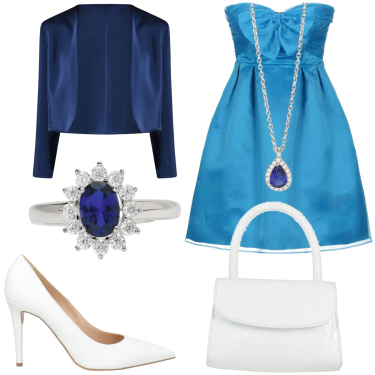 Outfit donna - Total look #2192059. Stile Bon Ton per Cerimonia. Abbinamento con décolleté, vestiti corti, borse a mano, anelli, collane, bolero.