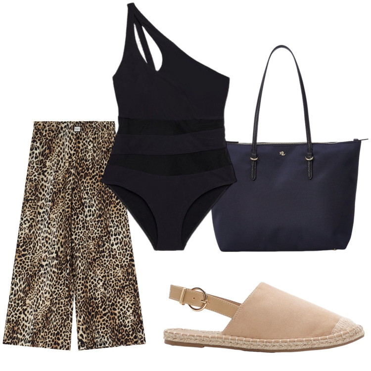 Outfit donna - Aperitivo. Stile Trendy per Tutti i giorni. Abbinamento con espadrillas, pantaloni, borse tote, costumi interi.