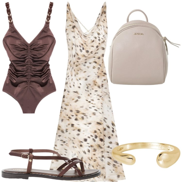 Outfit donna - Total look #2192435. Stile Trendy per Mare. Abbinamento con anelli, vestiti, zaini, sandali, costumi interi.