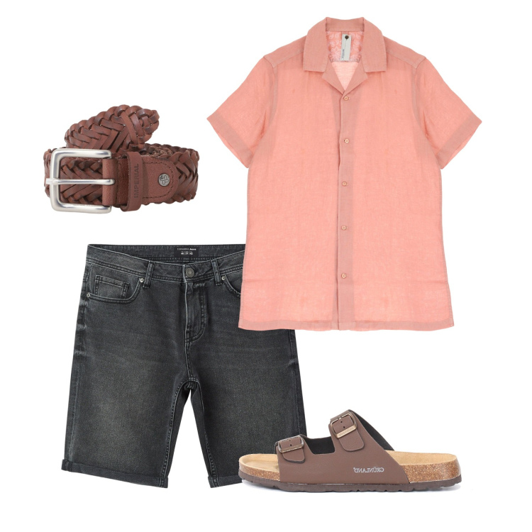Outfit uomo - Giugno. Stile Casual per Tutti i giorni. Abbinamento con bermuda, camicie a manica corta, cinture, sandali.
