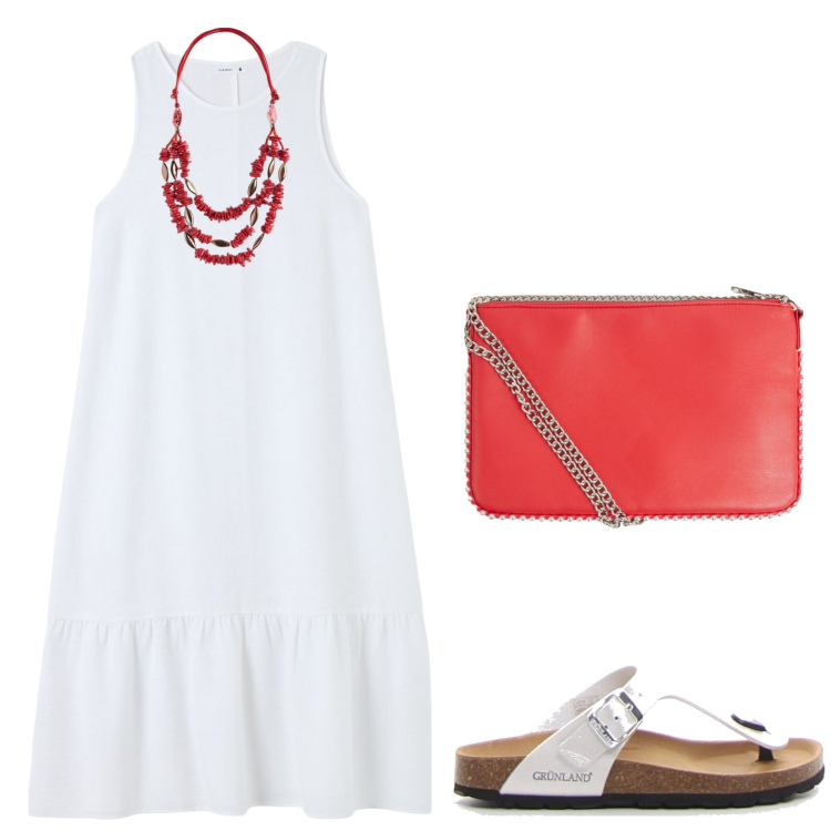 Outfit donna - Total look #2192937. Stile Basic per Tutti i giorni. Abbinamento con borse a tracolla, vestiti lunghi, collane, infradito.
