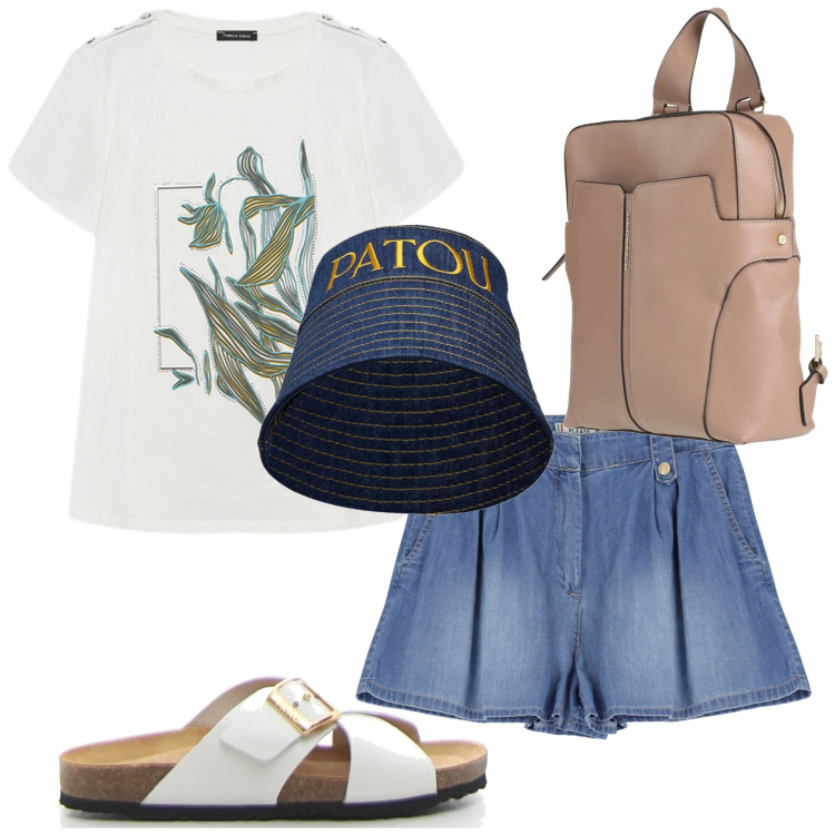 Outfit donna - Semplicemente funzionale. Stile Basic per Tutti i giorni. Abbinamento con zaini, shorts, t-shirt, ciabatte, cappelli.