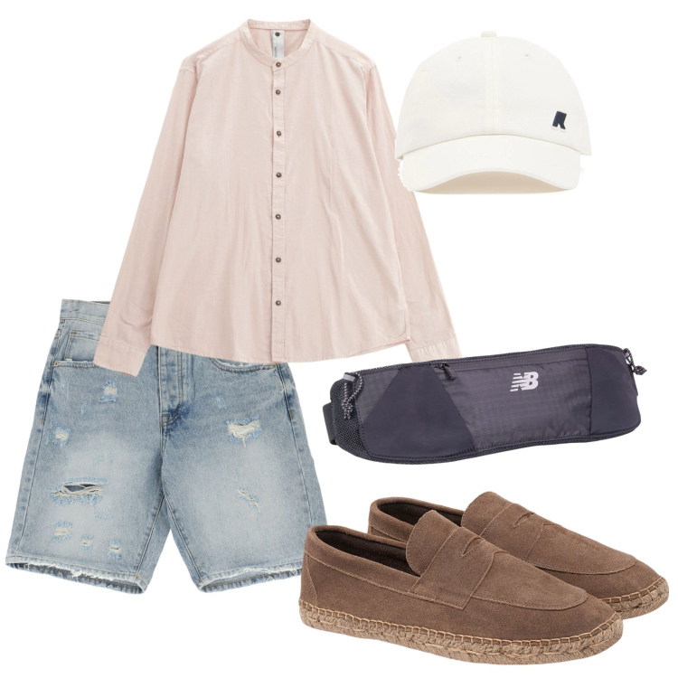 Outfit uomo - In città. per Tutti i giorni. Abbinamento con cinture, camicie, bermuda, cappelli, espadrillas.